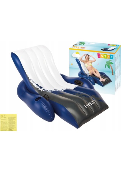 Lux Şişme Deniz Şezlongu - Büyük Lux Deniz Yatağı - Tutmalı Bardaklı Delux Lounge Deniz Yatağı - Mega Boy Havuz Yatağı 180X135 Cm.