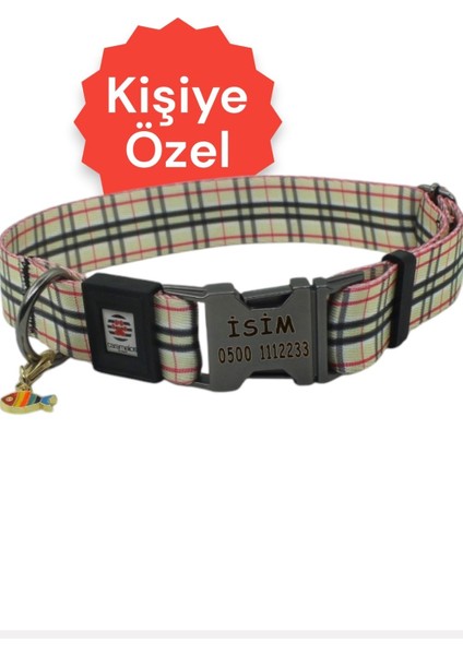 Isimli Köpek Tasması, Orta ve Büyük Irk, Metal Kilitli, Kişiye Özel Tasma 2,5 cm