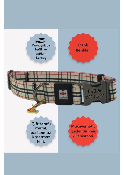 Isimli Köpek Tasması, Orta ve Büyük Irk, Metal Kilitli, Kişiye Özel Tasma 2,5 cm fiyatları
