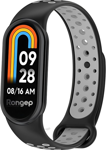 Xiaomi ile Uyumlu Mi Band 9/8 Için Delikli Silikon Kordon Nefes Alabilirlik Sağlayan Çift Renkli Spor Tasarımlı Delikli Doku Deformasyona Karşı Dayanıklı Mi Band 9 Kayışı