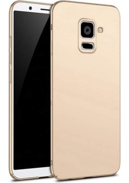 Galaxy A8 2018 Uyumlu Sert Rubber Silikon Kılıf (Altın Rengi)