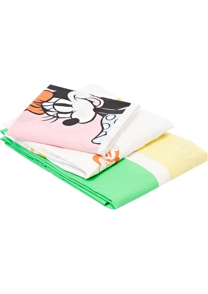 Minnie Mouse Rainbow Lisanslı Karakter BASKILI%100 Pamuk Nevresim Takımı, Çok Renkli, Tek Kişilik (Nevresim: 160X220 Cm/lastikli Çarşaf: 100X200 cm / 1 Adet Yastık Kılıfı: 50X70 Cm)