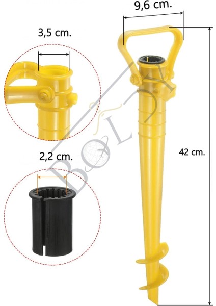 Şemsiye Kazığı - Şemsiye Tutucu - Şemsiye Sabitleyici - Bahçe Şemsiye Kazığı - Kamp Kazığı - Plaj Şemsiyesi Kazığı 42 cm .