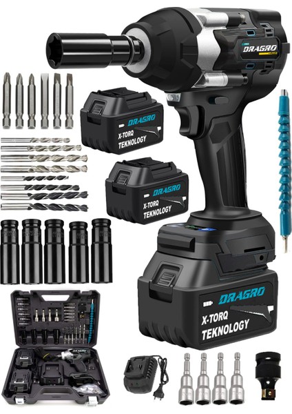 Alman Brushless 1000 Nm Kademeli Yüksek Torklu Somun Bijon Sökme Akülü Vidalama Kömürsüz Motor