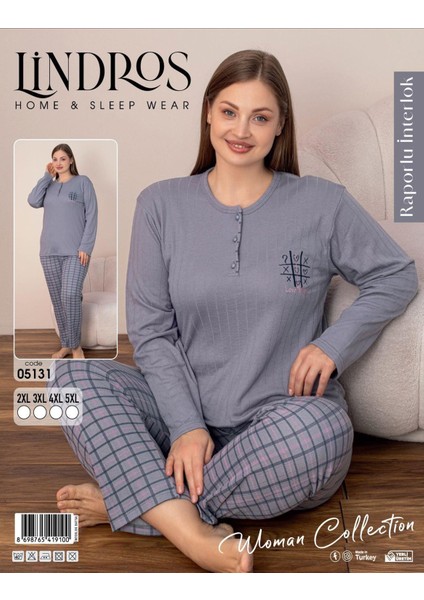 Kadın Pamuklu Düğme Yaka Raporlu Interlok Battal Pijama Takımı 05131 - 1 Adet fiyatları