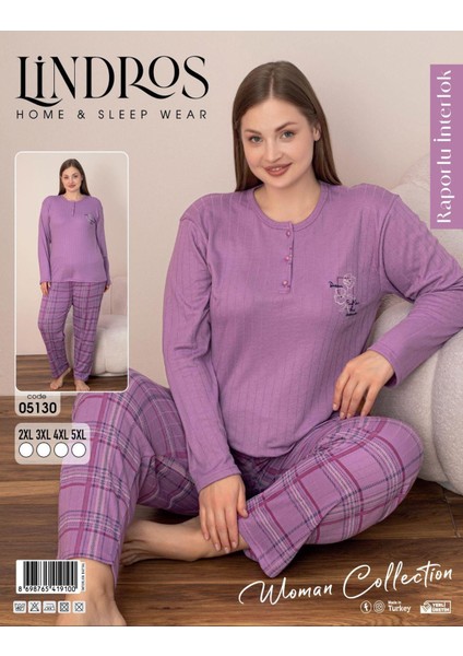 Kadın Pamuklu Düğme Yaka Raporlu Interlok Battal Pijama Takımı 05130 - 1 Adet fiyatları