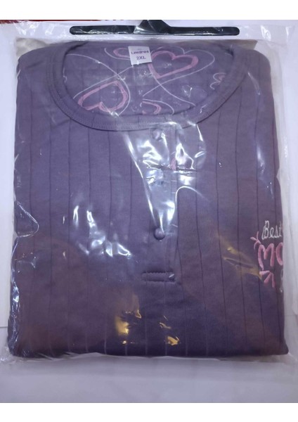 Kadın Pamuklu Düğme Yaka Raporlu Interlok Battal Pijama Takımı 05140 - 1 Adet fırsatları