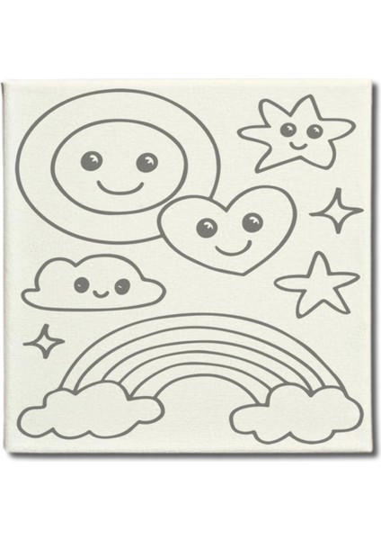 Okul Etkinliği-2'li Tuval Boyama Seti. 20X20 cm Uv Baskı 6 Akrilik Boya 1 FIRÇA-MODEL-324 fiyatları