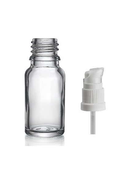 10 ml Şeffaf Cam Serum Pompalı Şişe, 24 Adet, Pompalı Şişe, Medikal Şişe, Cam Şişe,