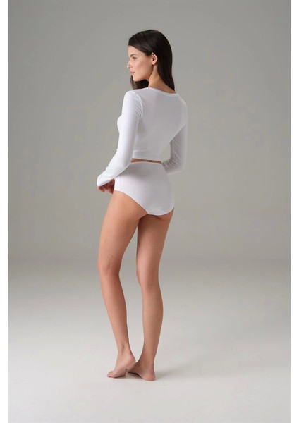 Doreanse Beyaz Kadın Basic Uzun Kol Crop T Shirt 8513 fiyatları