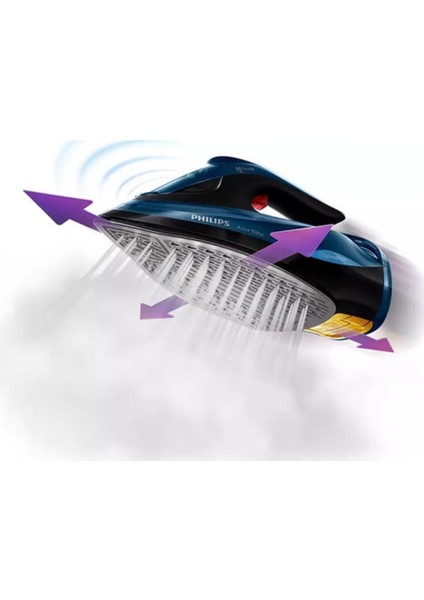 Azur Elite Anti-Drip Özelliği ve Dikey Buğu Fonksiyonlu 3000 W Buharlı Ütü Mavi