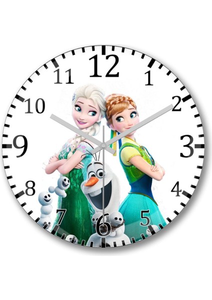 Elsa Frozen Fever Anna Olaf Duvar Saati Bombeli Gercek Cam