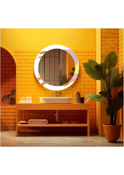 Dekorarif Desenli Yuvarlak Banyo-Salon Duvar Aynası 84