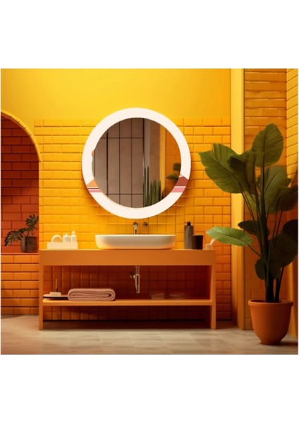 Dekorarif Desenli Yuvarlak Banyo-Salon Duvar Aynası 98