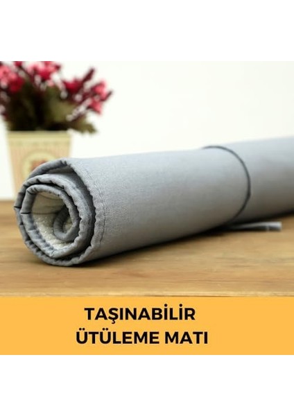 Ütüleme Matı Masası Kılıfı Örtüsü Bezi, Keçeli, Süngerli Kaymaz Taban Taşınabilir Yıkanabilir Seyahat Tatil ve Günlük Kullanıma Uygun 5 Katmanlı Ütüleme Bezi 53X71 cm Gri