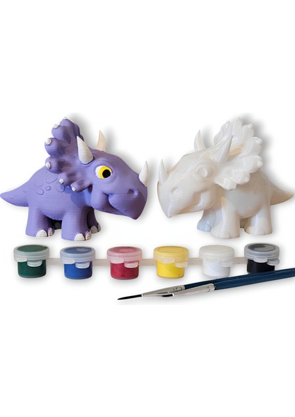 Bebek Dinozor (Triceratops) 3D Boyama Seti