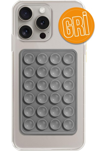 Silikon Vakumlu Telefon Tutucu Araba, Mutfak Tezgahı, Güçlü Vantuzlu Kaymaz Gri