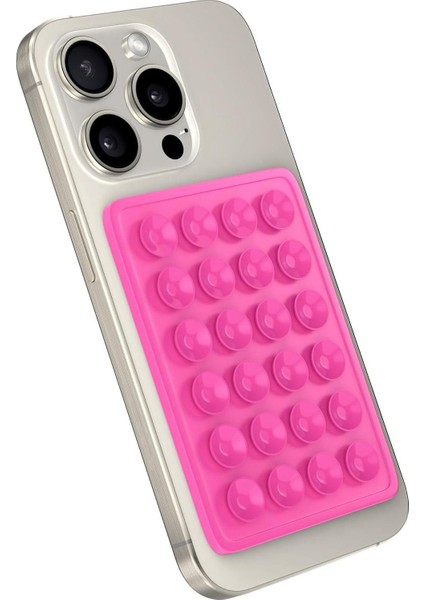 Silikon Vakumlu Telefon Tutucu Araba, Mutfak Tezgahı, Güçlü Vantuzlu Kaymaz Pembe