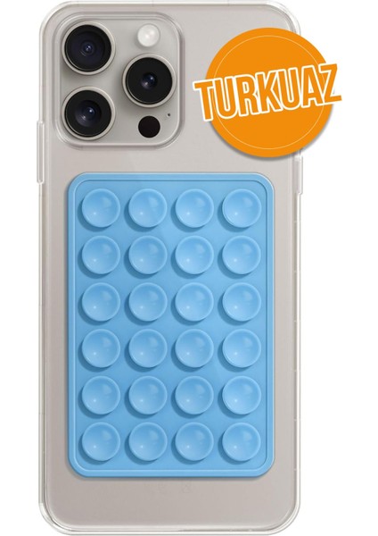 Silikon Vakumlu Telefon Tutucu Araba, Mutfak Tezgahı, Güçlü Vantuzlu Kaymaz Turkuaz