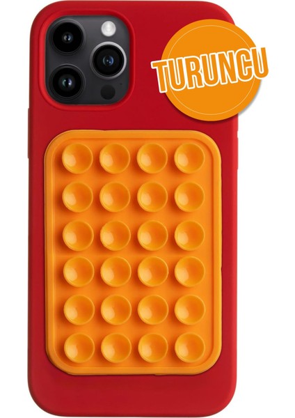 Silikon Vakumlu Telefon Tutucu Araba, Mutfak Tezgahı, Güçlü Vantuzlu Kaymaz Turuncu