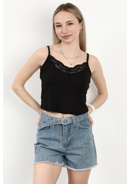 Kadın Askılı Dantel Detaylı Bluz Siyah - MS0000569 fiyatları