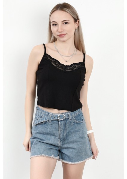 Kadın Askılı Dantel Detaylı Bluz Siyah - MS0000569 fırsatları