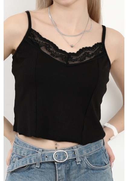 Kadın Askılı Dantel Detaylı Bluz Siyah - MS0000569 indirimleri