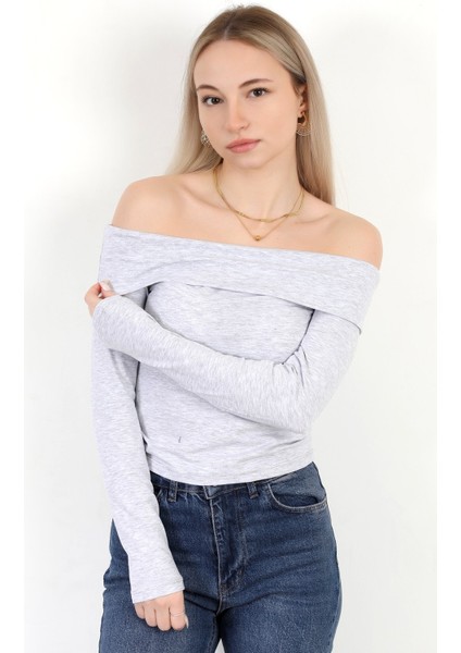 Kadın Kayık Yaka Uzun Kol Basic Bluz Karmelanj - MS0000505 modelleri