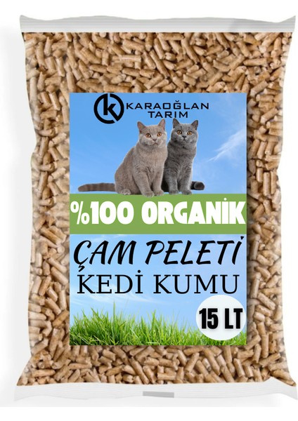 Kedi Kumu Organik Çam Peleti Kokulu Tozsuz 15lt ( 7.5 Kg )