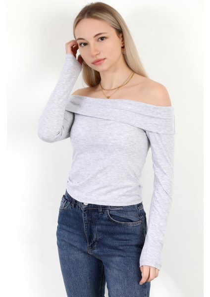 Kadın Kayık Yaka Uzun Kol Basic Bluz Karmelanj - MS0000505 indirimleri