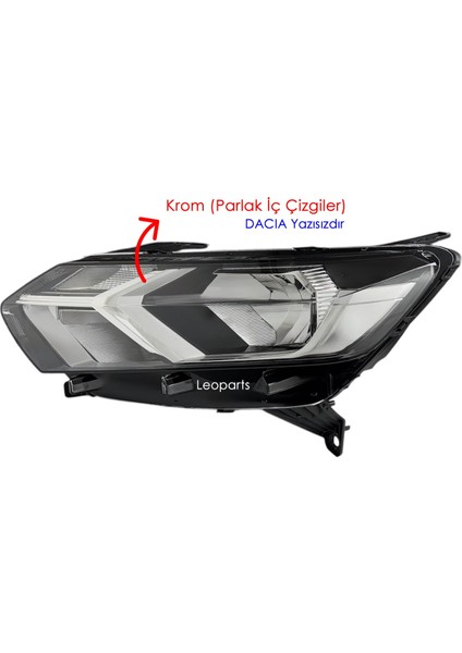Dacia Sandero Far Lambası Sol (Ledsiz - Içi Krom) 2021-2023 260104188R