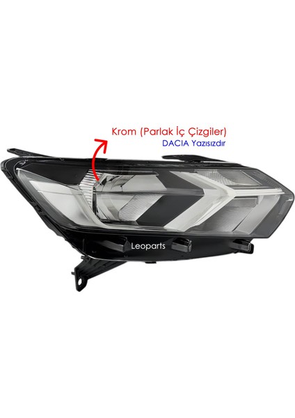 Dacia Sandero Far Lambası Sağ (Ledsiz - Içi Krom) 2021-2023 260602809R
