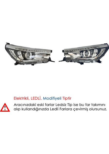 Hilux Revo Far Lambası 2016-2021 (Ledsiz Farı Ledliye Çevirir - Takım)