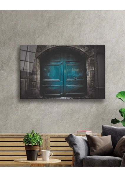 - Turkuaz Demir Kapı Cam Tablo