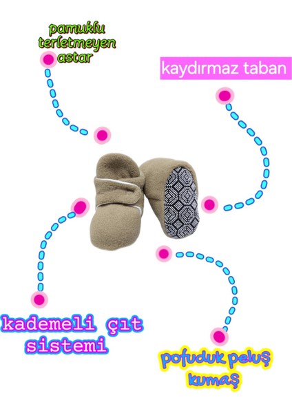 Bebek Pandufu, Kaydırmaz Taban, Terletmeyen Pamuk Astarlı, Ev Patiği fiyatları
