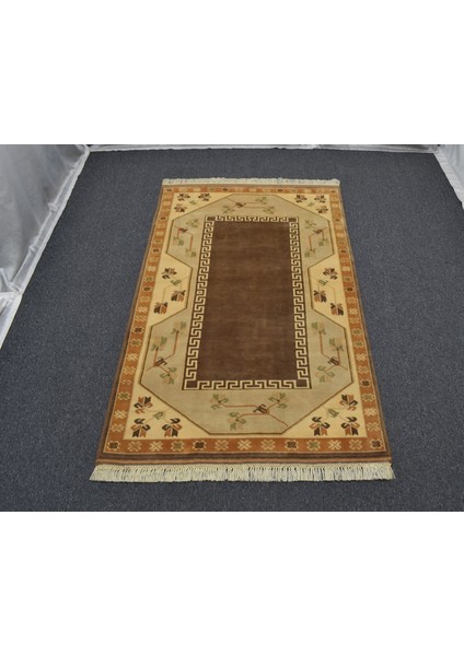 Yeni El Dokuma 2m2 Modern Sade Kahverengi Milas Yün Halı 5620