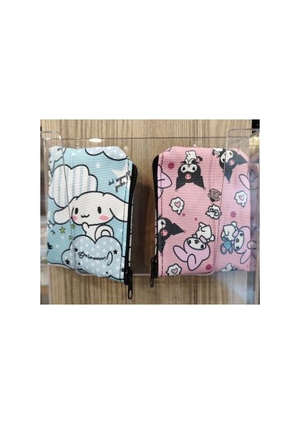 Kuromi Hello Kitty Sanrio Karakterli Fermuarlı Mini Çanta Cüzdan (2 Adet )