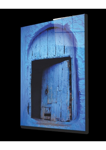 - Mavi Ahşap Kapı Görselli Dikey Cam Tablo fiyatları