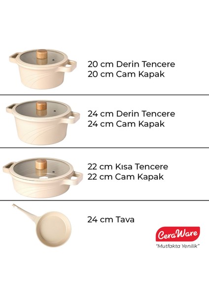 Vetta 10 Parça Seramik Yapışmaz Tencere Tava Seti