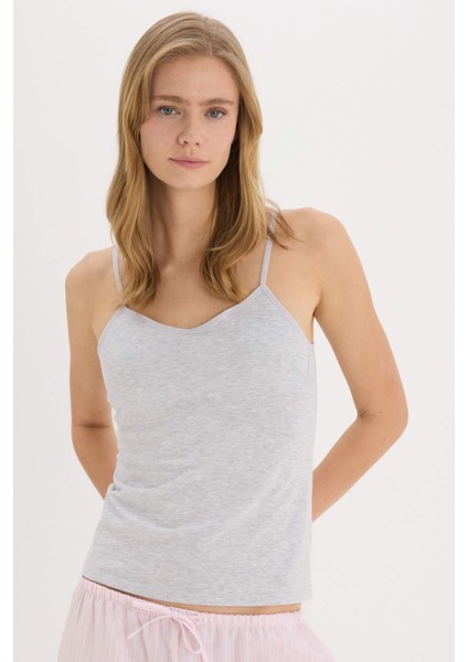 İp Askılı Pedli Pamuklu Atlet-Fall in Love N6090AZ25SP