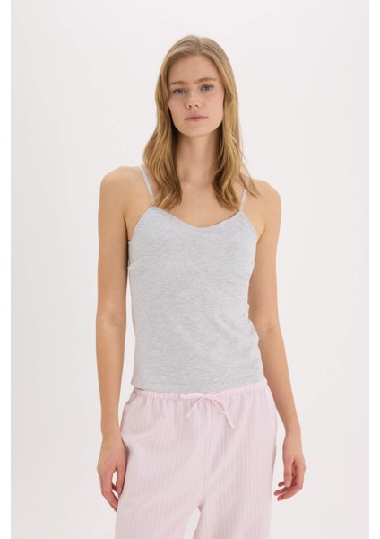 İp Askılı Pedli Pamuklu Atlet-Fall in Love N6090AZ25SP