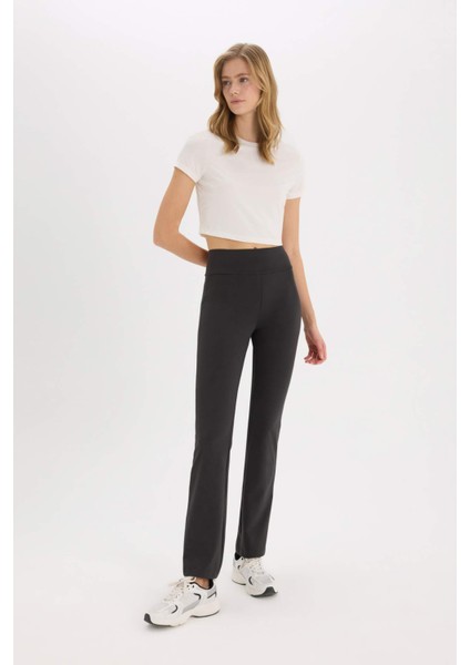 fit Crop Top Bisiklet Yaka Basic Düz Sporcu Kısa Kollu TIŞÖRT D7295AX25SP