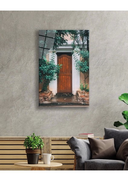 - Ahşap Kapı Görselli Cam Tablo