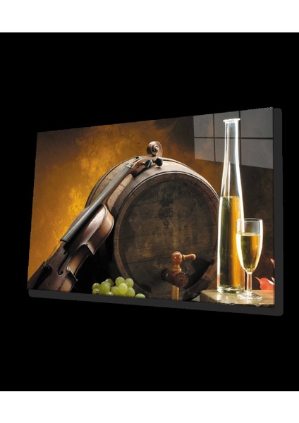 - Keman Şampanya Fıçı Cam Tablo