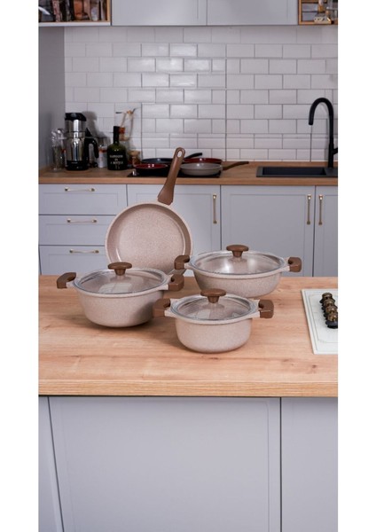 Granit Döküm 7 Parça Set/ Vizon