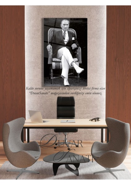 Mustafa Kemal Atatürk Portre Dikey Cam Tablo , Modern Ev Ofis Salon Duvar Dekoru Büyük Tablo ,hediyelik