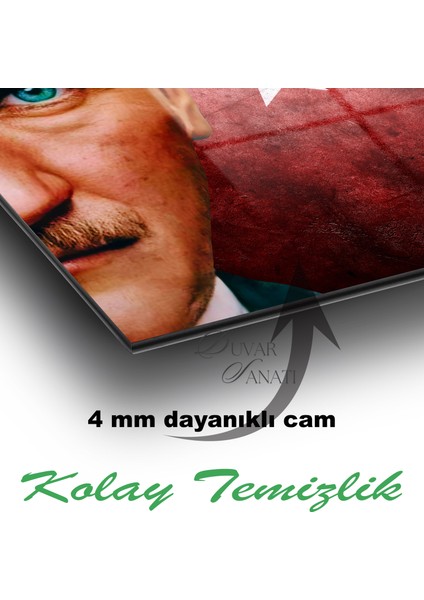 Atatürk Portre Türk Bayrağı Cam Tablo, " Vatanını En Çok Seven " Kurum Ofis Duvar Dekoru ,hediyelik fırsatları