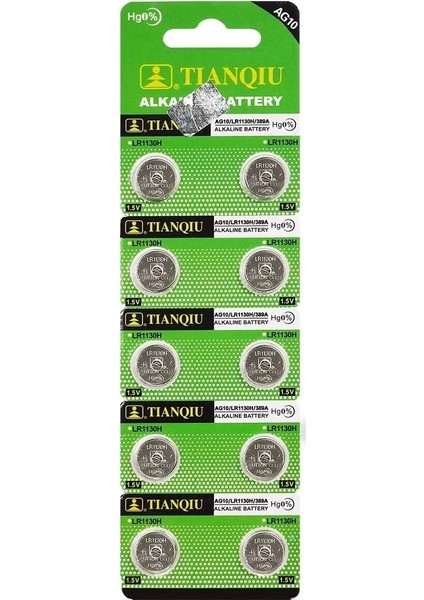 Buton Pil - Saat Lazer Hesap Makinesi Pili 10LU Paket AG10 - LR1130H - 389A -1.55V