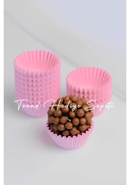 Trend Hediye Sepeti Takribi 200 Adet Mini Boy Pembe Muffin, Cupcake Kalıbı, Kek Kalıbı, Muffin Kağıdı, Truff Çikolata Kağıdı 30X20 mm