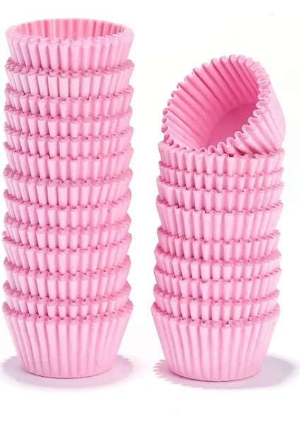 Trend Hediye Sepeti Takribi 200 Adet Mini Boy Pembe Muffin, Cupcake Kalıbı, Kek Kalıbı, Muffin Kağıdı, Truff Çikolata Kağıdı 30X20 mm